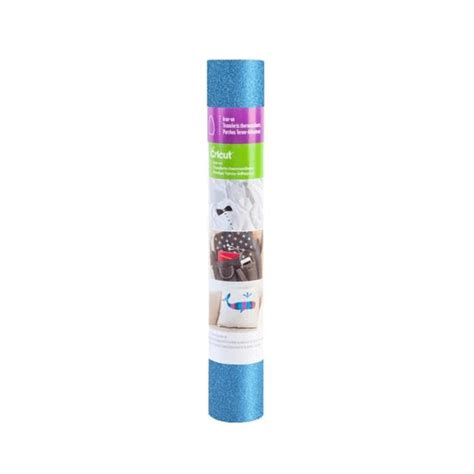 Cricut Iron On Glitter 30x48cm (Sapphire); 1 roll 12 in. x 19 in. Glitter Iron-on; Ideal for T-shirts, team or club wear, bags, aprons, home decor, and more!; Use with all Cricut® cutting machines